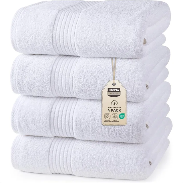 4-Pack Cotton Bath Towels – 27" x 54" 1