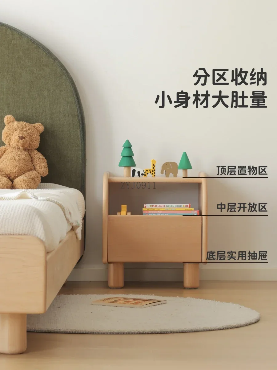 Children's solid wood bedside table Girl bedroom room storage cabinet Baby bedside cute locker