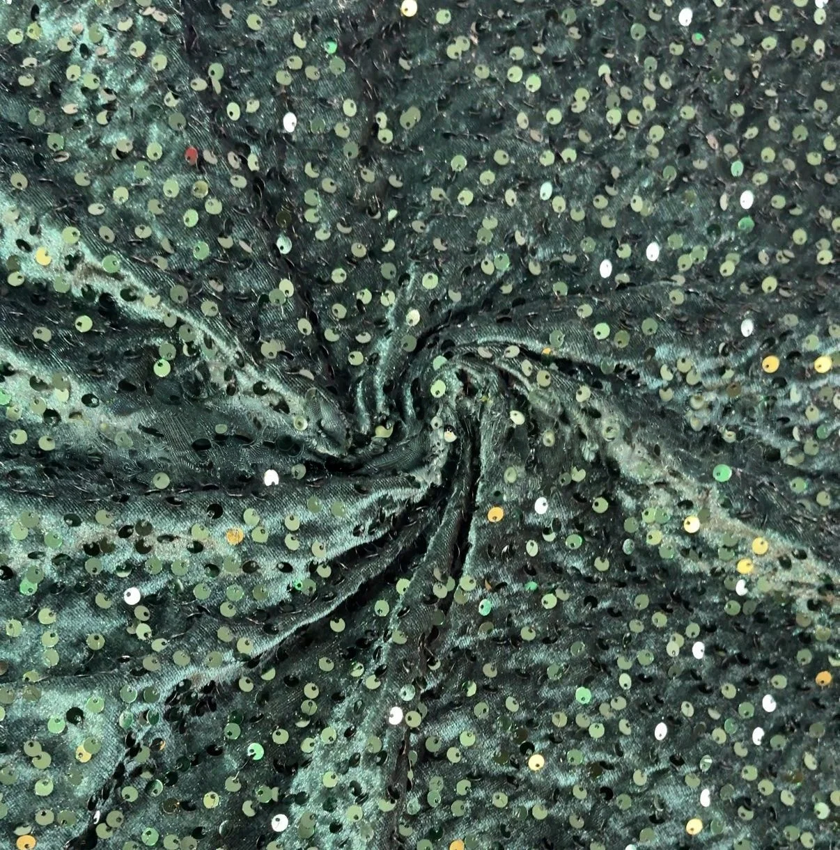 Vibrant Multicolor Sequined Embroidered Velvet Fabric