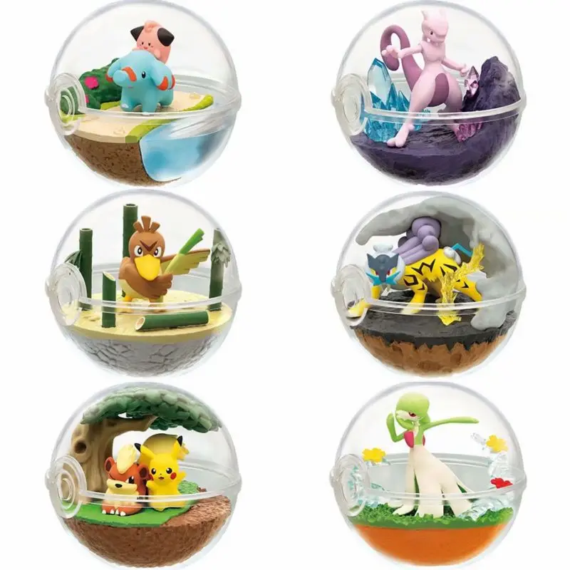 

6pcs/set Pokemon Twisted Egg Pokeball Action Figure Pokemon Master Ball Microscopic scenery Model Anime Toy Children Gift master