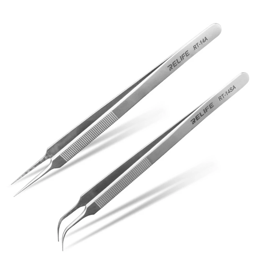 

RT-14A RT-14SA Mobile Phone Repair Tweezers Anti-static Anti-slip Clip High Toughness Precision Fine Tip Plus Chip Repair