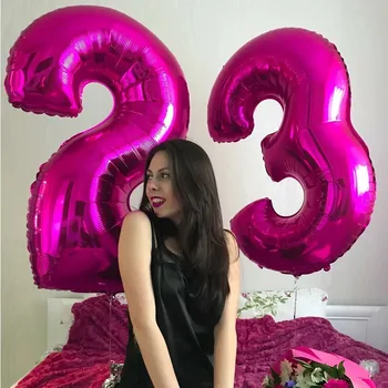 Giant Pink Rose Number Balloons Mylar Foil Large Number Party Decoration 1