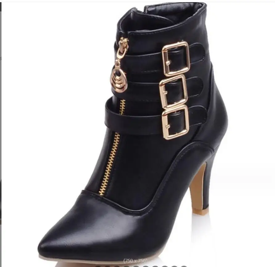 Sexy Autumn Women's Boots Ladies Platform Shoes Slender heel Heel Stretch Black Ankle Boots for Women Belt buckle women Boots