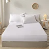 100% Cotton Fitted Bed Sheet With Elastic Band Solid Color Anti-slip Adjustable Mattress Cover For Single Double King Queen Beds 6