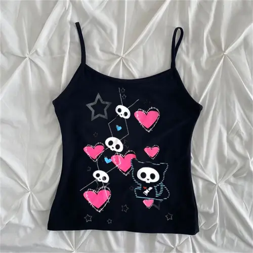 Letters Print Gothic Vintage Punk Black Crop Tops Women's Streetwear Baby Tee Vintage Short Sleeve T-Shirt Y2k Clothes Emo - Image 4