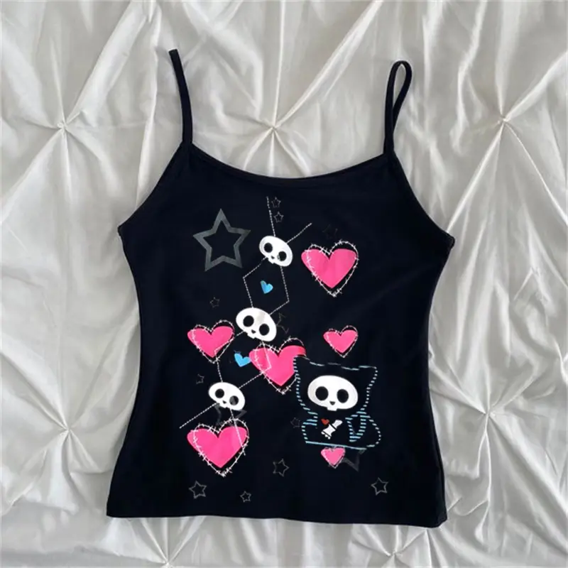 Letters Print Gothic Vintage Punk Black Crop Tops Women's Streetwear Baby Tee Vintage Short Sleeve T-Shirt Y2k Clothes Emo - Image 4
