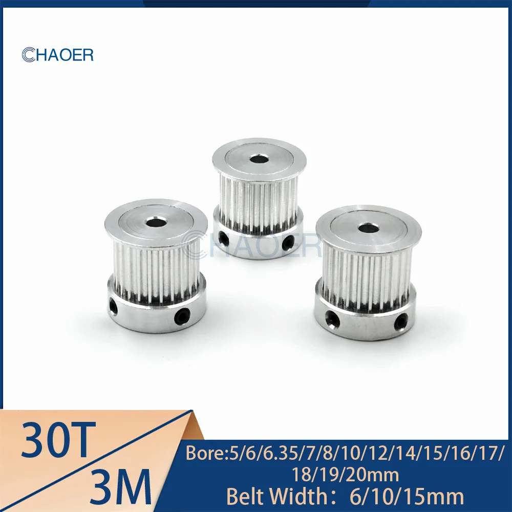 

HTD3M 30 Teeth Synchronou Pulley Bore 5/6/6.35/7/8/10/12/14/15/16/17/18/19/20mm For Timing Belt Width 6/10/15mm 3M 30Teeth Gear