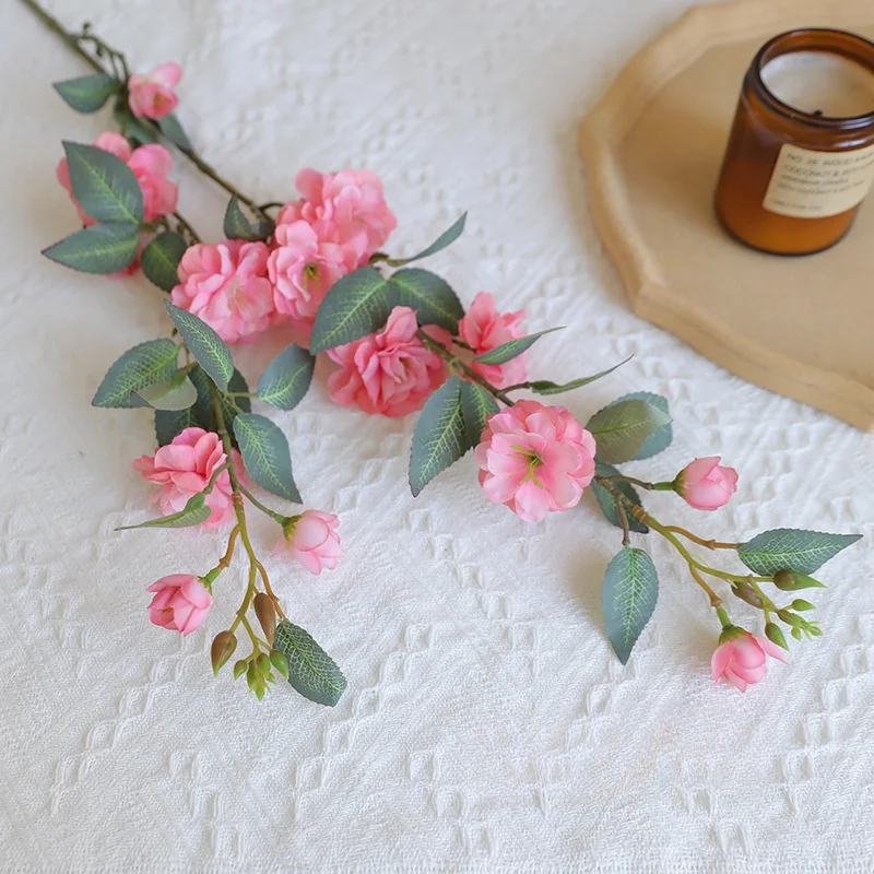 Artificial Single Branch Camellia Silk Flower for Home Decoration & Photography Props - Chinese Retro Style, 90cm