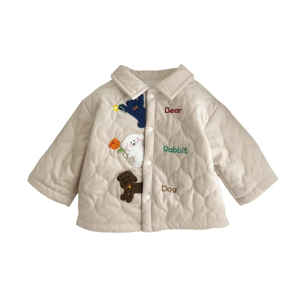 Winter New in Kids Baby Boys Cartoon Dog Thicken Warm Top Outwear Coat , Toddler Infant Cute Clothing Jacket 3M-3Y