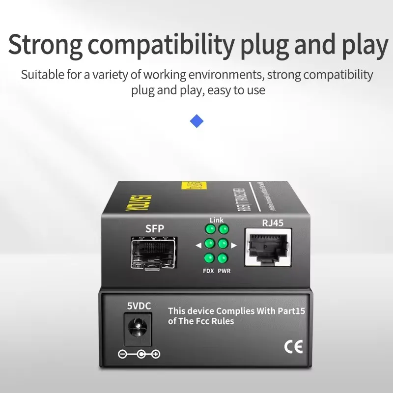 YOUYSI YYS-MC510F Fiber media Converter to RJ45 Gigabit Media Converter SFP 100/1000M Ethernet Transceiver