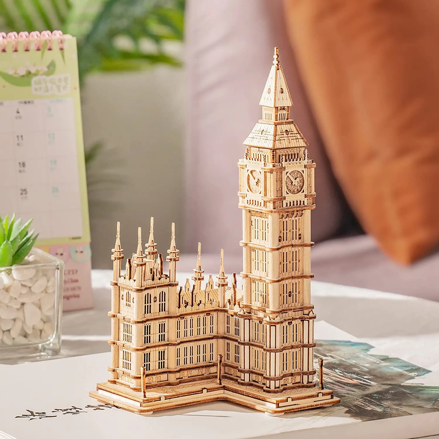 3D Puzzle Wooden Craft Kits with LED Light DIY Tower Bridge Big Ben Construction Model Kit to Build for Adults Brain Teaser Puzz 4
