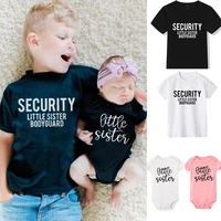 Big Brother Security Little Sister Bodyguard Kids Boys T-shirt Newborn Baby Infant Girls Rompers Sibling Matching Clothes Outfit 1