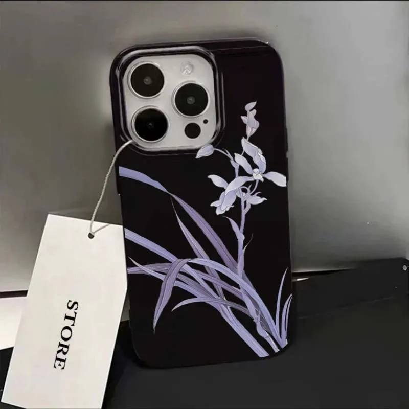 Lily Orchid Flower Print Phone Case - Shockproof Cover for iPhone 11-17 Series