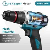YOFIDRA 3IN1 perceuse à percussion électrique 25 + 3 couple perceuse à percussion sans fil portable outil électrique pour le travail du bois pour Makita 21V broche de batterie 3