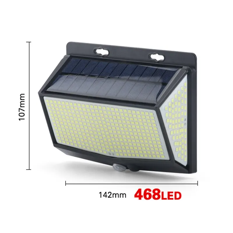 468 LED Solar Light Human Motion Sensor IP65 Waterproof Outdoor Automatic Lighting Garden Street Light 6