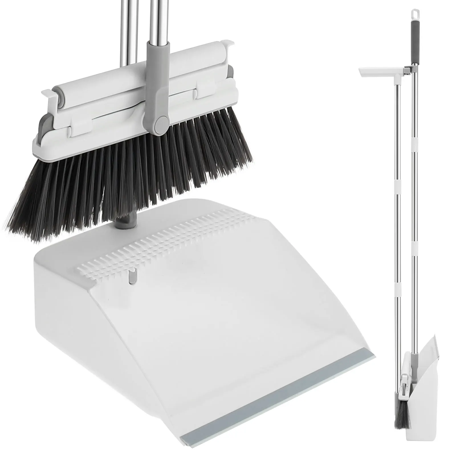 

Multifunctional Broom and Dustpan Set 360° Rotating Foldable Broom Dustpan Combo Upright Standing Sweeper Dustpan Set with