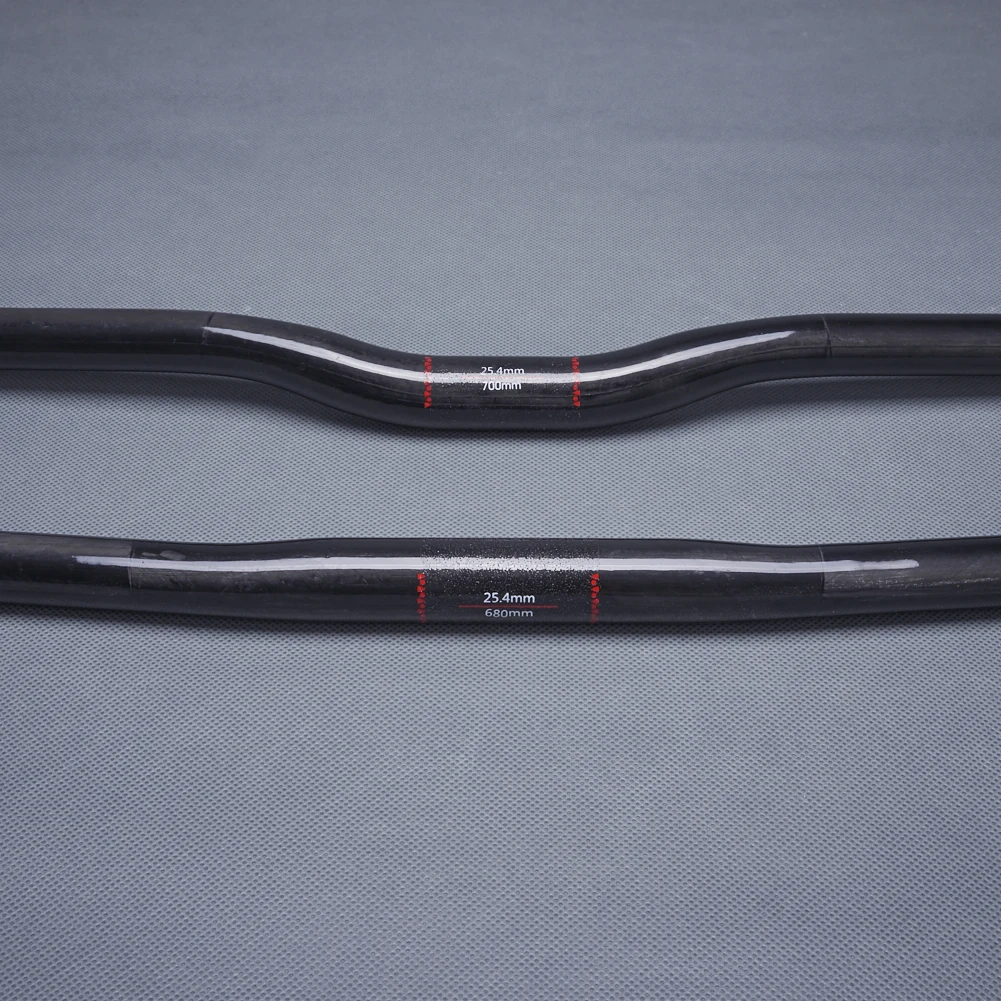 NO Black Glossy Carbon Handlebar 25.4mm Kids' Bike Folding Bicycle MTB Horizontal Handle Bar 480mm-700mm