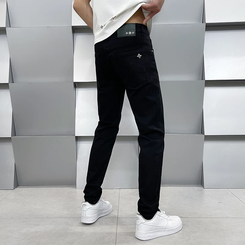 2024spring and summer new elastic casual comfortable high quality white black skinny pantscalça masculina jeans