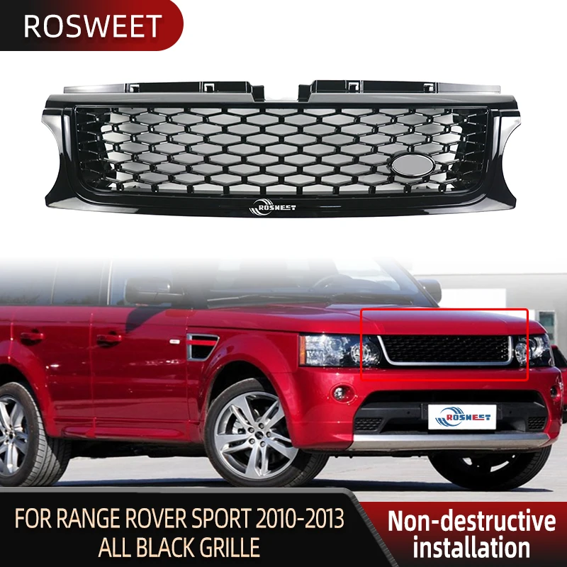 

Автомобильная Передняя Верхняя решетка для Land Rover Range Rover Sport 2010 2011 2012 2013 L320 полностью черные гоночные решетки