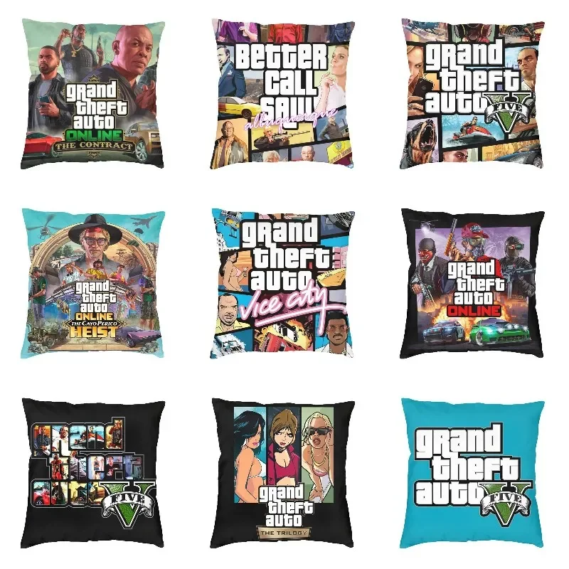 

Fashion Grand Theft Auto Cushion Cover 40x40cm Polyester GTA Adventure Game Pillow for Car Square Pillowcase Bedroom Decoration