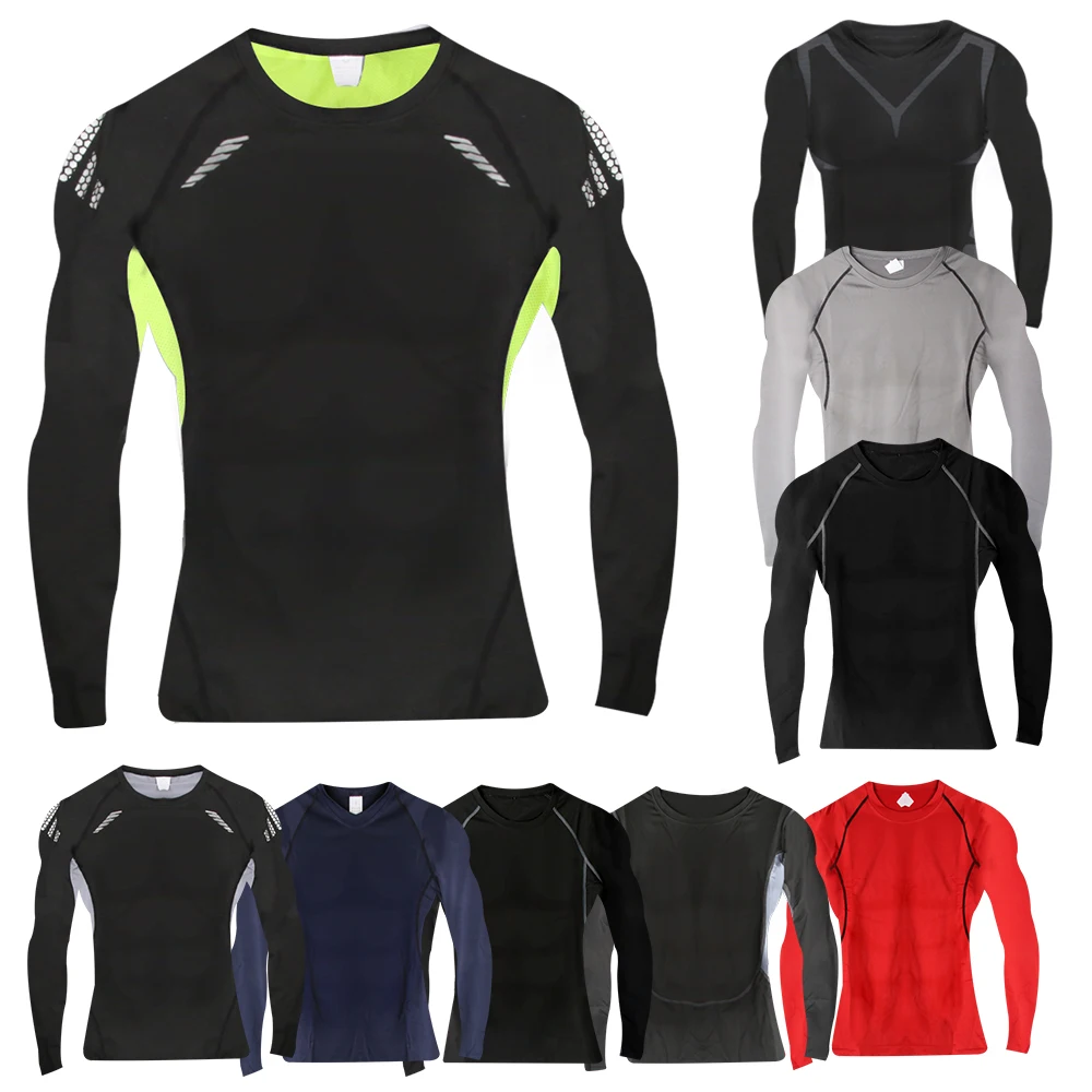 Compression T Shirt Sport T Shirt Running T Shirts Running T Shirt Fitness Clothes Men Undershirts Men Long Sleeve Superhero Compression Shirts Quick Dry Fitness Cycling Running Workout Training Underwear Gym