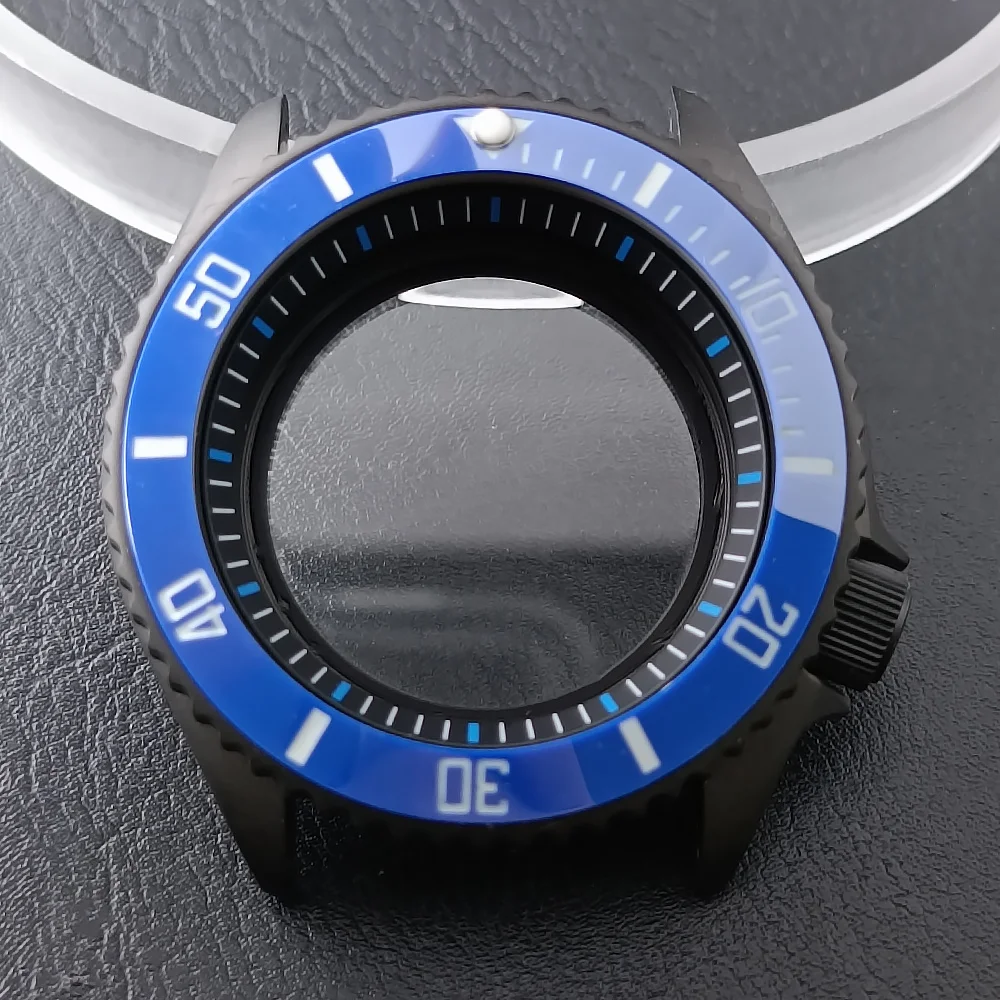 High-Quality 42mm Men's Steel Black Watch Case with Sapphire Glass and 22mm Band