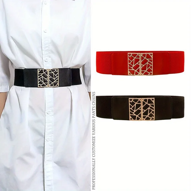 Cintura Larga Elastica Per Donna - Con Fibbia Argento, Elegante E Comoda