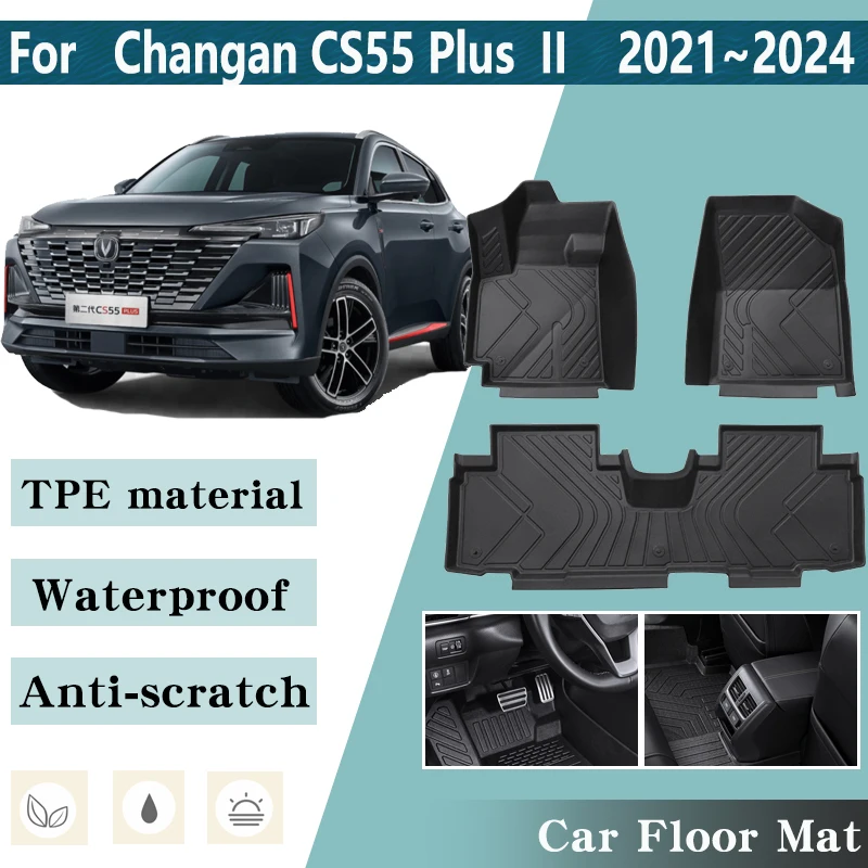 LHD Car Floor Mats for Changan CS55 Plus 2023 Accessories II 2021~2024 Auto Foot Custom Liner Mat Anti-dirt Pads Car Accessories