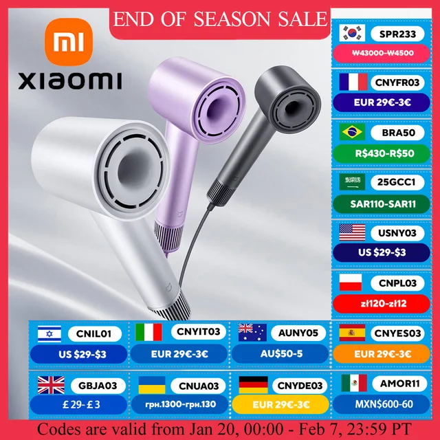 XIAOMI MIJIA H501 High Speed Hair Dryer 62m/s wind speed Negative Ion Hair Care 110000 Rpm Dry 220V CN Version (With EU Adapter)
