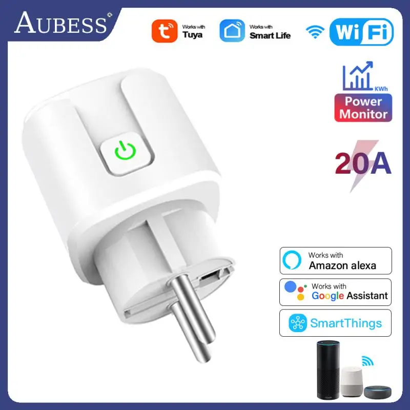 Tuya WiFi Smart Plug 20A EU Smart Socket With Power Monitor Timing Smart Life APP Work With Alexa Google Home Yandex SmartThings
