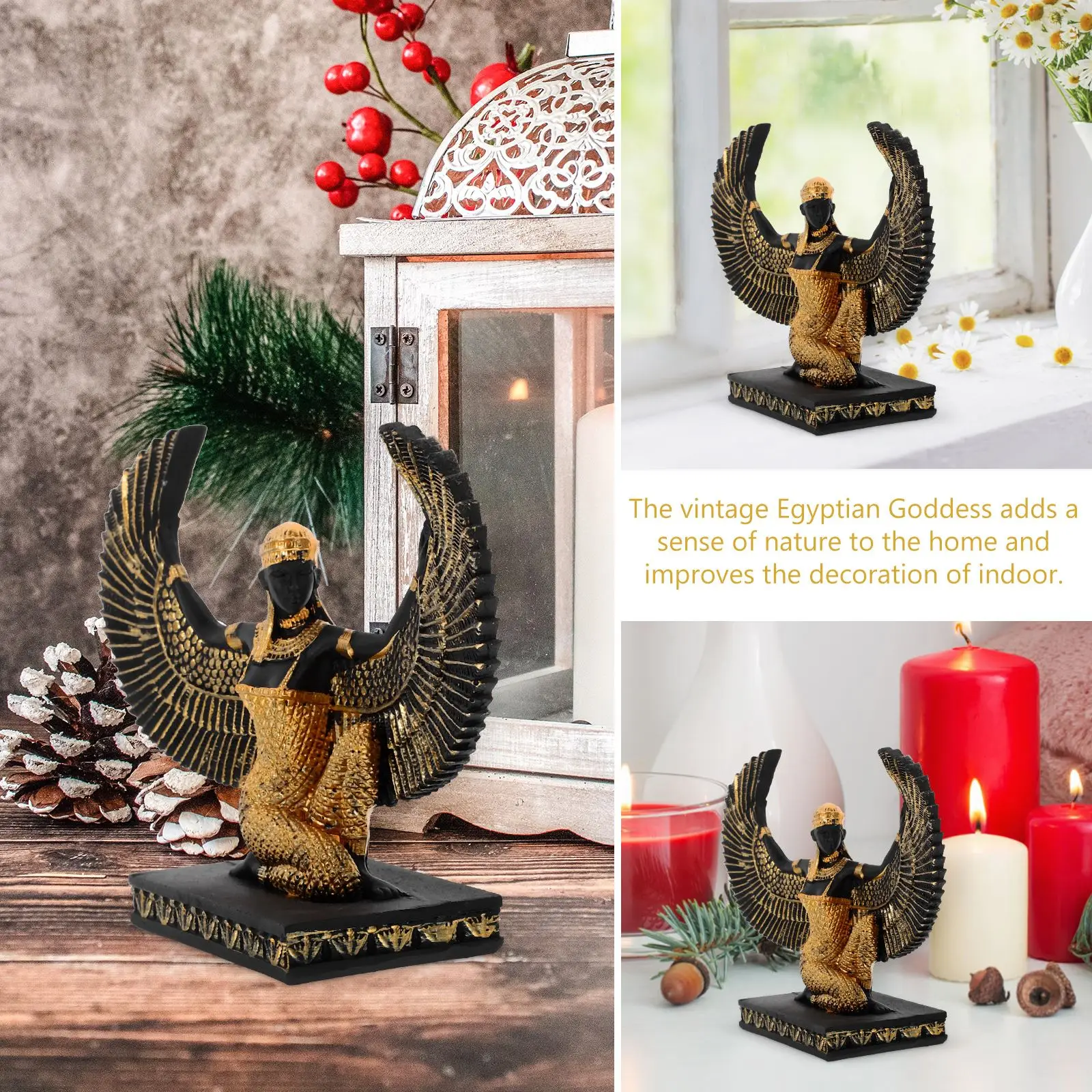 Egyptian Statue Desktop Goddess Adorn Crafts Egypt Fairy Eagle Lady Sculpture Resin Living Room Office decor - Image 3