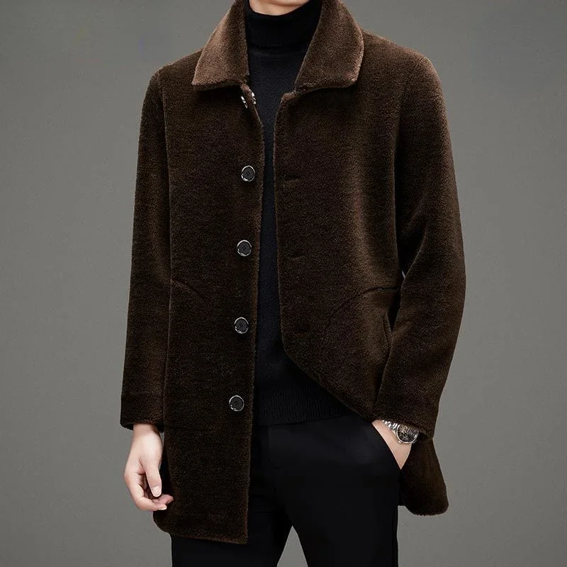 

Пальто из натурального меха, верхняя одежда, мужская куртка из натуральной шерсти, осенне-зимняя одежда из овечьей шерсти, мужские пальто и куртки