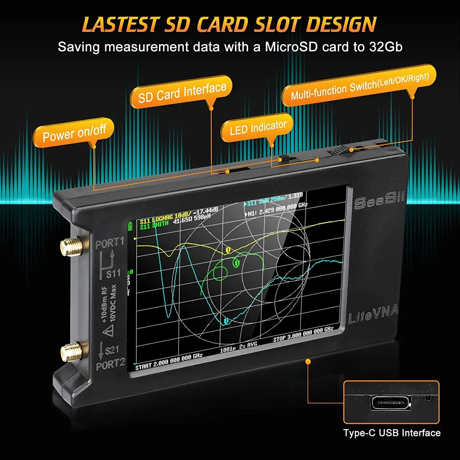 LiteVNA 4 inch NanoVNA 50kHz-6.3GHz Vector Network Analyzer VNA Antenna Analyzer