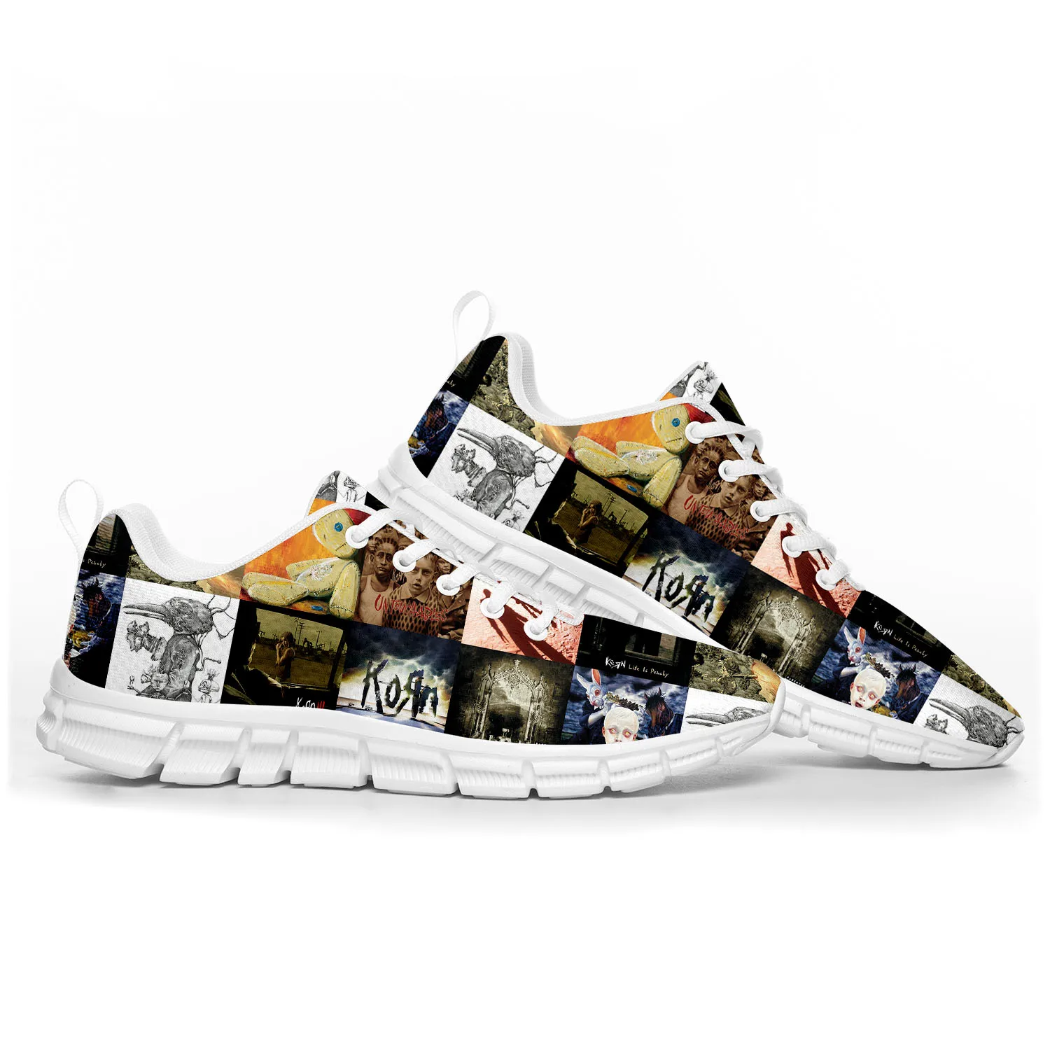 

Korn рок-группа Band, спортивная обувь, мужские, женские, подростковые, детские, Детские кроссовки с 3D принтом, повседневные, под заказ, высокое качество, обувь для пар, белые