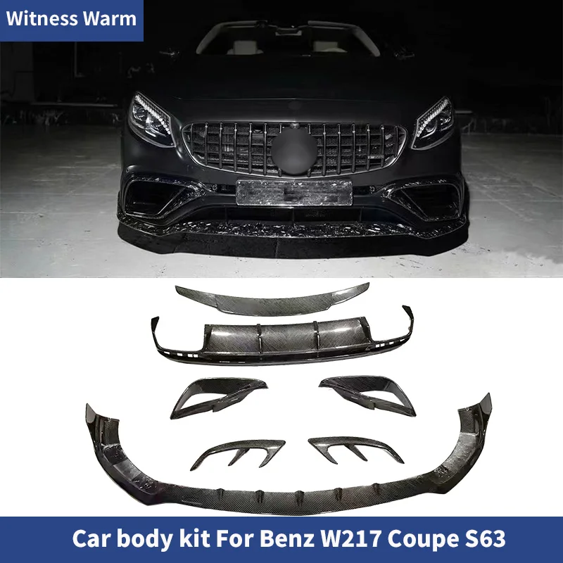 

For Benz W217 C217 S Coupe S63 AMG Carbon Fiber Front Lip Front Air Vents Rear Diffuser Rear Wings Spoiler Body Kit 2018-2023