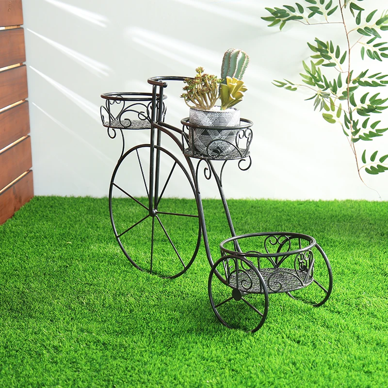 Modern Flower Pot Cart Holder Tricycle Plant Stand Ideal for Home Garden Decor Plant Holder