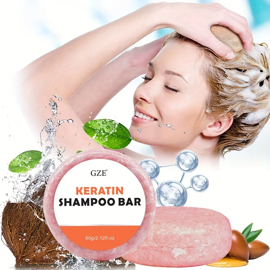 Sapone a barra con shampoo alla cheratina - Addensante da salone per capelli secchi, danneggiati, ricci, crespi, lisci o colorati - Formula anti-crespo - immagine 4