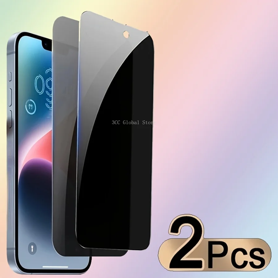 

2pcs Full Cover Privacy Screen Protector For iPhone 15 14 13 12 11 Pro Max Anti-Spy Tempered Glass For 7 8Plus X XR XS Max Film