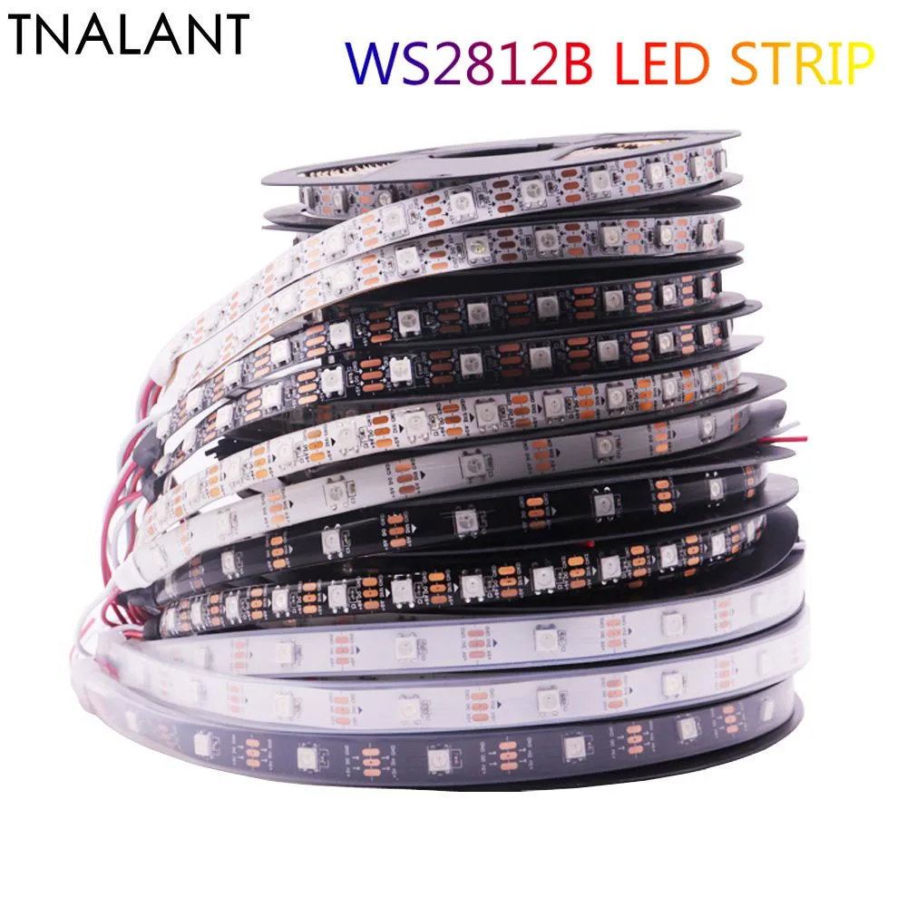 WS2812B Led Lights WS2812 RGB 5050 Led Strip Individually Addressable Smart Pixels Magic Light White Black PCB IP30 65 67 DC5V