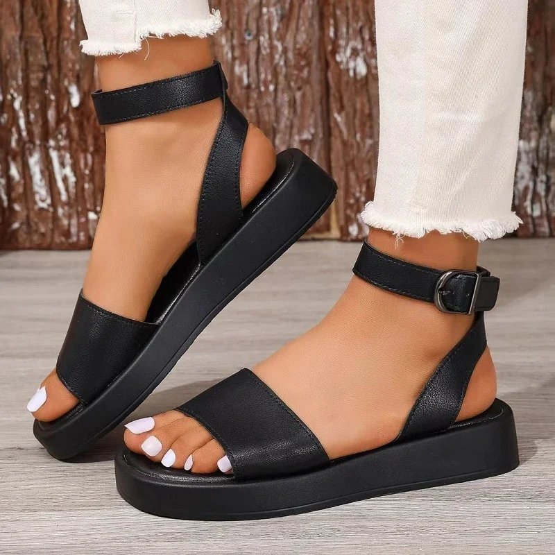 Summer Women's Sandals Sandals Fashion Square Toe Open Toe Strap Sandals Comfortable Block Heel Platform Sandalen