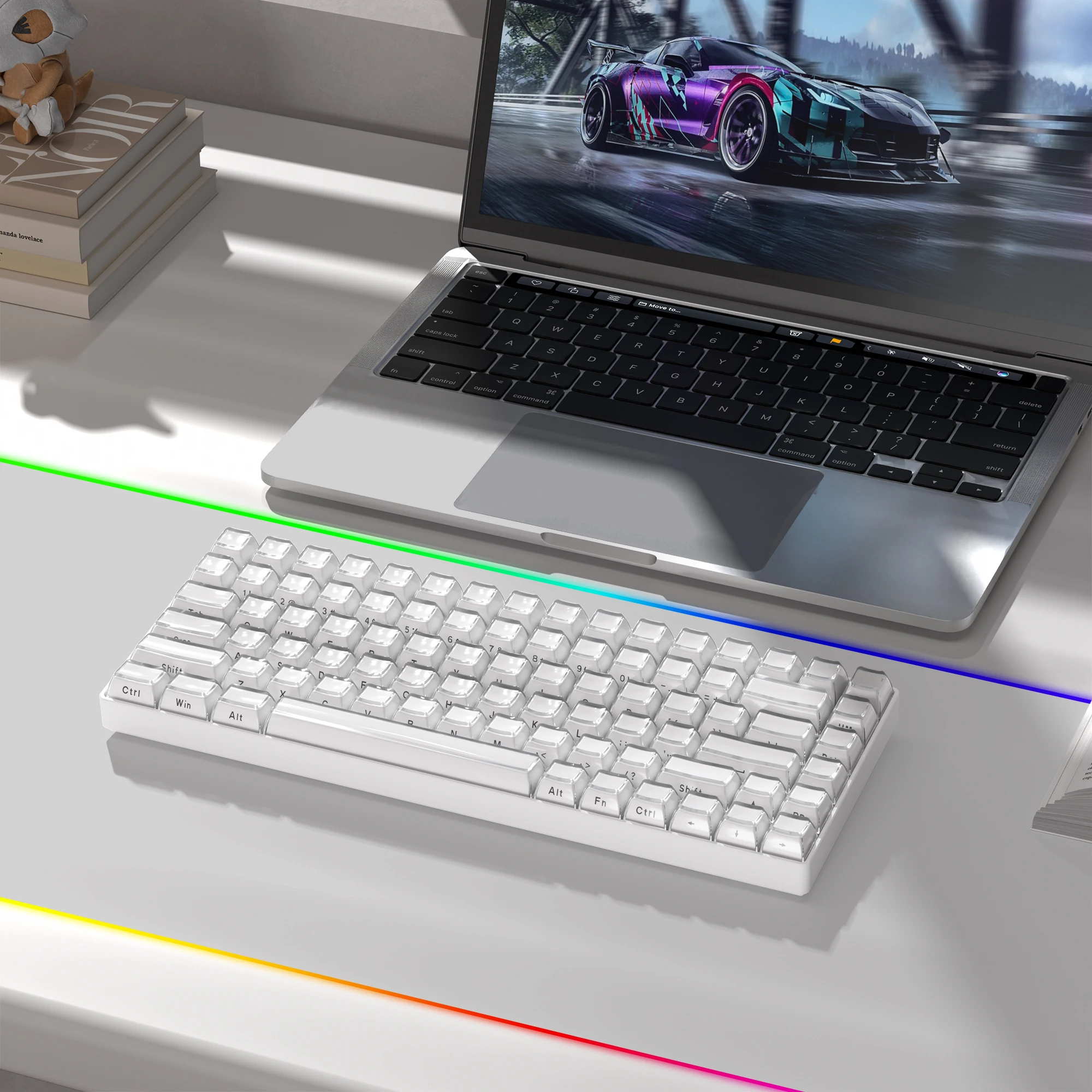 113 キーホワイトゼリーサイドプリントキーキャップアイス