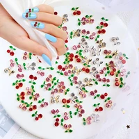 20pcs/bag 3D Cherry Design Nail Charms Red Cherry Crystal Rhinestone Nail Gems Glitter Diamond Stud Fruit Nail Art Decoration 1