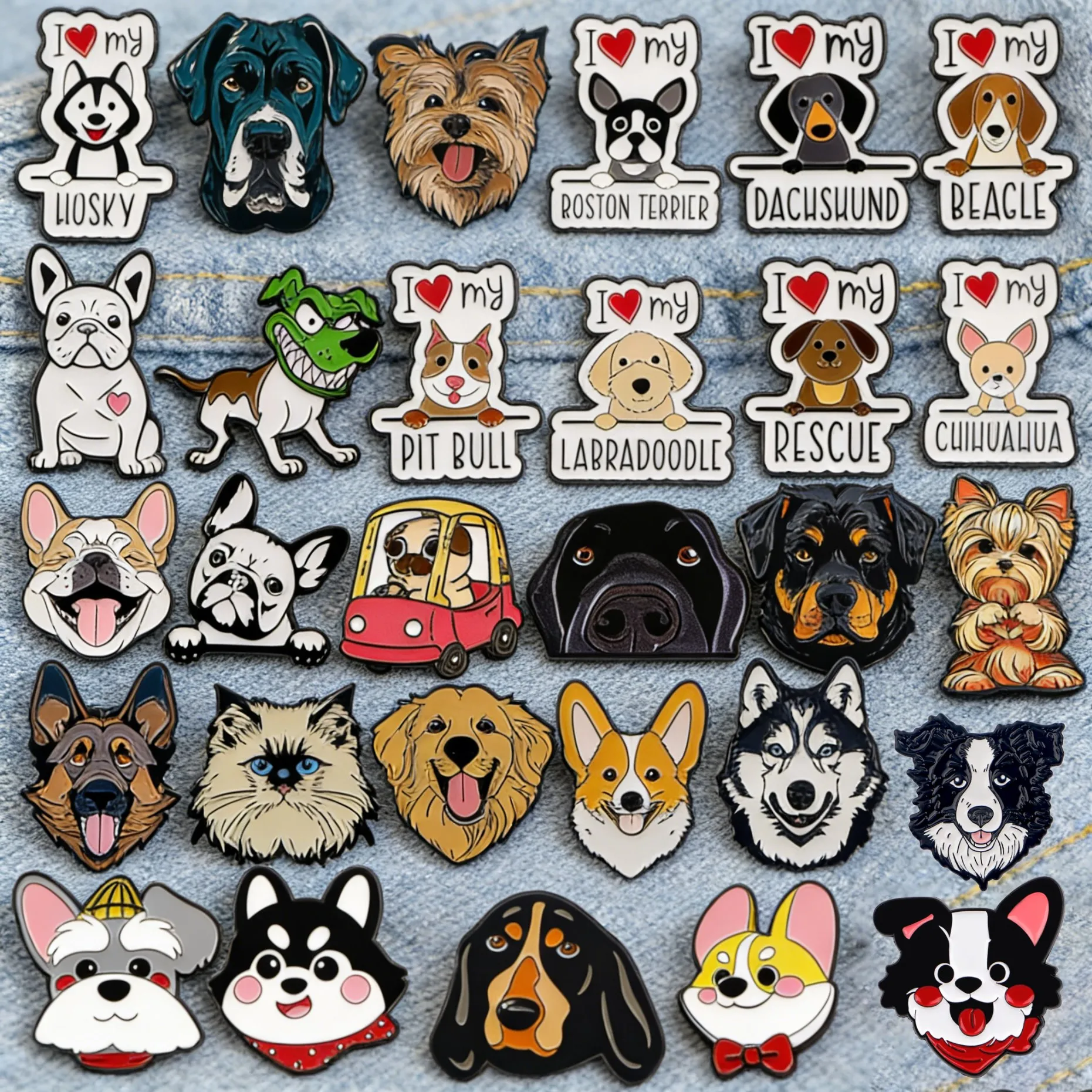 Adorable Cartoon Dog Enamel Pins - Fun Animal Brooches