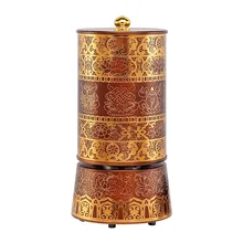 Pure Copper Electric Prayer Wheel Indoor Home Plug Electric Big Free Prayer Wheel Gold Bucket Living Room Decoration Complete
