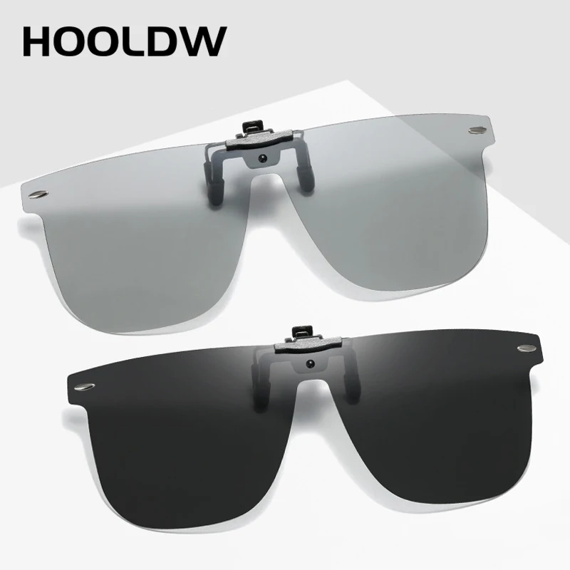 

HOOLDW Polarized Flip Up Clip On Sunglasses Women Men Fishing Driving Photochromic Sunglasses Night Vision Glasses UV400 Eyewear