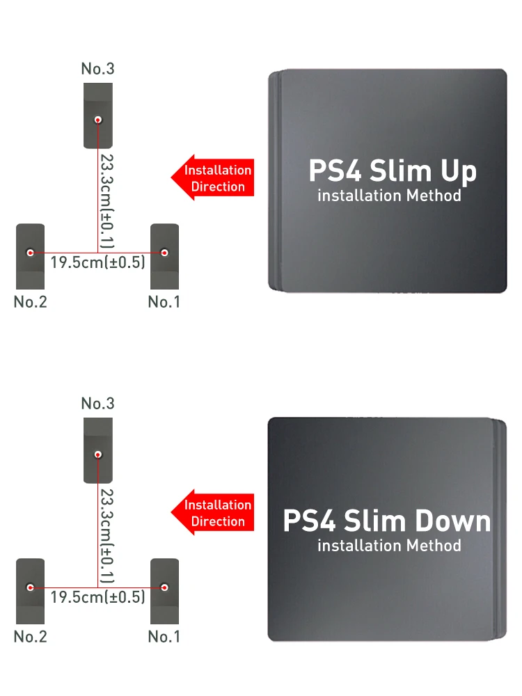 Monzltec – support mural pour PS4 Slim, tout en métal suspendu  verticalement au mur, gain d'espace facile à installer