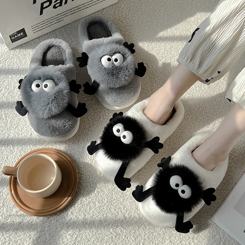 Women's Cartoon Cute House Slippers Warm Plus Lined Closed Toe Fuzzy Home Slides Women's Fluffy Comfy Shoes Winter Autumn 3