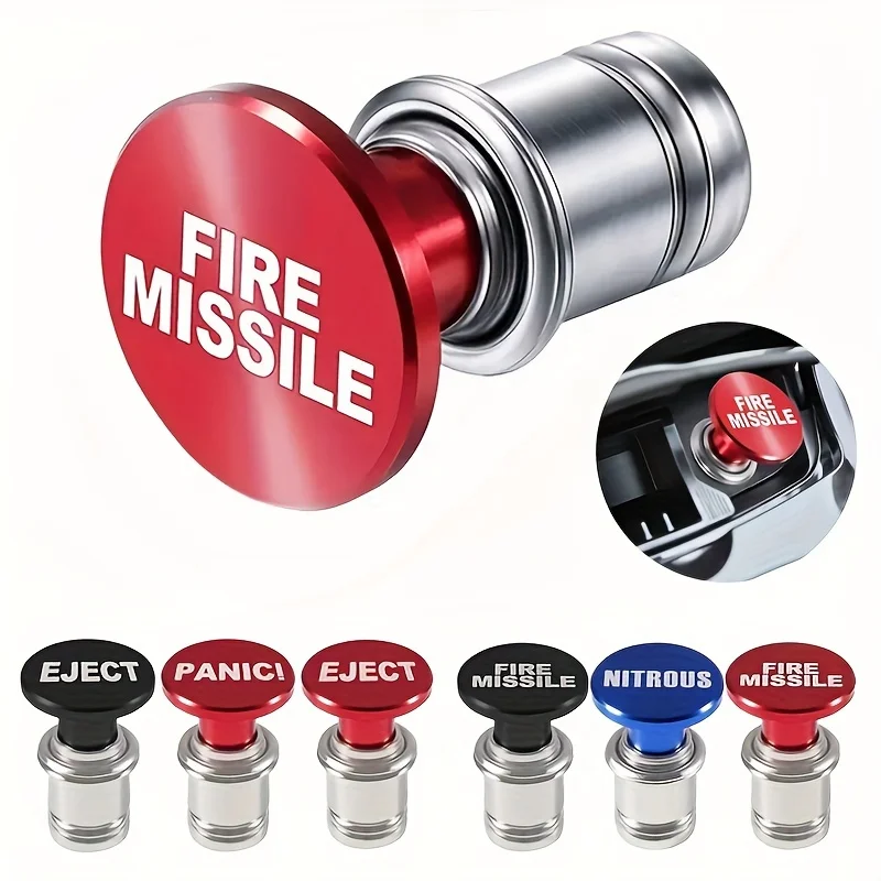EJECT Fire Missiles Button Car Cigarette Lighter, 12V Car Cigarette Lighter Replacement Fits Most Vehicles