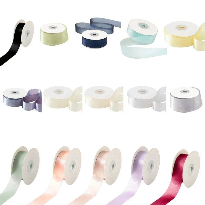 Rolle mit 25 mm x 20 Yards farbigem Band, transparentes Organzaband für Geschenkverpackungen, Schleifenherstellung, Zubehör Y08E – Detail 1
