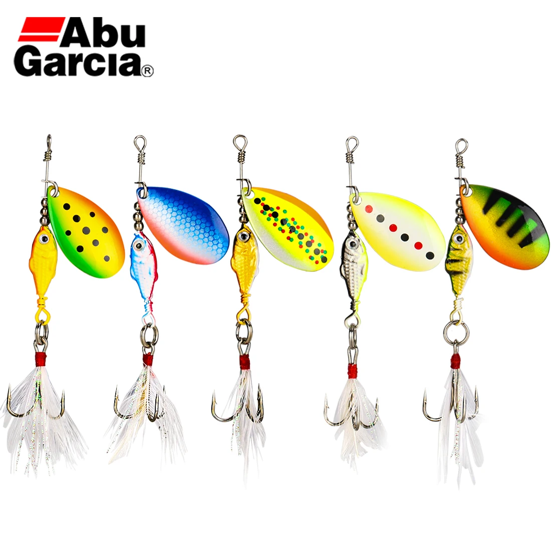 ABU GARCIA ACTIVE Fishing Lure 7g 12g Rotatable Metal Spoon Barbed Triple  Hook Feather Jig Bait Saltwater Fishing Tackle - AliExpress